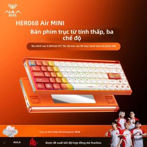 AULA | AULA HERO68 Mini Air Bàn Phím Cơ RGB Chơi Game Không Dây Độ Trễ Thấp Dual 8K 0.005mm RT Tri-Model 68 Phím Công Tắc Từ Tính