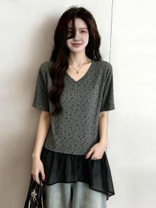 AIYITI | Floral Large Size T-Shirt with Design Flare and Tummy Concealing