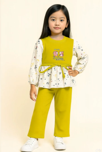 Setelan Baju Anak Perempuan Khanza Kuromi Viral | One Set Pakaian Anak Terbaru | Knit Waffle Premium Adem Tebal