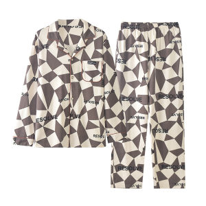 MiiOW | ชุดนอนผู้ชายแขนยาวผ้าฝ้ายแท้ฤดูใบไม้ผลิและฤดูใบไม้ร่วง ชุดอยู่บ้านแบบใหม่ 2025 ที่สวมใส่สบาย ระบายอากาศได้ดี ชุดนอนผู้ชาย