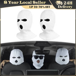 Creative Car Seat Headrest Cover Balaclava Mask Winter Motorcycle Full Face Masked People Knitted Head Cover Car Decoration