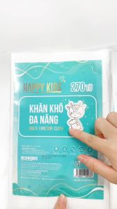 Combo 05 túi Khăn Vải Khô Đa Năng Cho Bé Happy Kids Túi 270 Tờ Thấm Hút Tốt