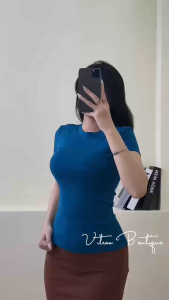 VITRAN BOUTIQUE Áo Babytee Dáng Dài Thun Cotton Borip Co Giãn 4 Chiều Màu Cổ Vịt Phong Cách Thời Trang Chất Liệu Mềm Mại Basic Cơ Bản Đơn Giản Minimal (A21)