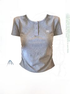 NASA American-Style Gray Lace Lace Shoulder Short Sleeve T-Shirt Womens Summer Ruched Fitted Waist Bowknot Short Tops