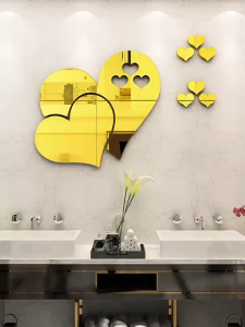 Trái Tim mica tráng gương 3D dán tường DIY