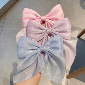 NAMSHEVA Women Headwear Ponytail Clip Barrettes Satin Hair Ties Bowknot Hairclips Bow Hairpin