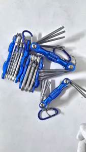 Heavy Duty Folding Hex Key Wrench Steel Flat Head & Torx Wrench Portable Hand Tool for Household Repair Work