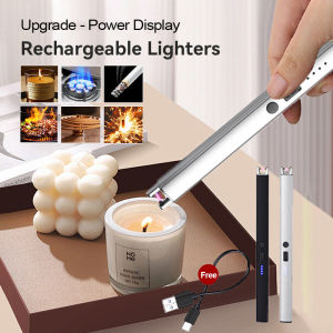 Igniter Lighters Igniter for Gas Stove Spark Electric Lighters Rechargeable Candle Lighter Lighters for Kitchen LED Display Windproof Lighte Flamless Lighters Torch ARC Lighter Long Handle Smokeless Anti-scalding Lighter Exquisite Gift
