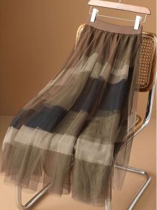 High-end Fashion Summer Stylish Retro Color-block Lace Half Skirt