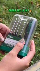 ISKU Obeng Set Screwdriver 10 in 1 CR-V Gagang Karet Obeng Plus Minus Set 10 in 1 Obeng