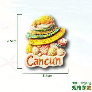Mũ Rơm Thủ Công Cancun 3D Magnets Cho Tủ Lạnh Quà Tặng Du Lịch Trang Trí Nhà Phụ Kiện Đồ Trang Trí