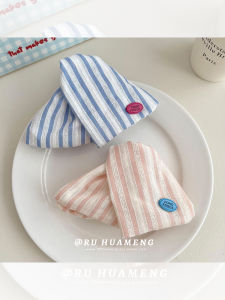 Korean Style Pink Blue Striped Triangle Fabric Shark Clamp Shell Hair Accessory for Women Fashionable Versatile Hair Grips