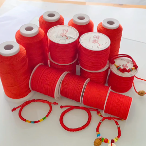 【1Roll】Tali Nilon untuk Membuat Perhiasan - Tali Kepang Merah untuk Gelang Kalung Kerajinan DIY Simpul Cina (Makrame)