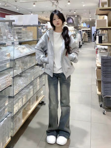 SUHUIQIAN | New Spring Gray Hoodie Jacket Women Plus Fleece