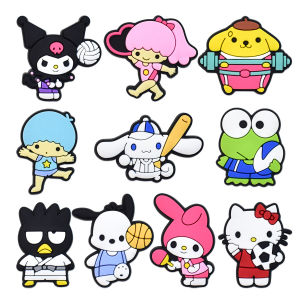 Mesuca | Mesuca 10Pcs Kawaii Sports Cartoon PVC Shoe Charms Detachable Garden Hole Shoe Decor Kitty Kuromi Melody DIY Shoe Accessories
