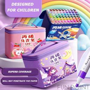 FUN POINT Kunomi 80/60/48/36/24 Colors Acrylic Marker Set Colored pen Coloring Set Color Pen Highlighter Pen Drawing Art Supplies Painting for glass Childrens Gifts