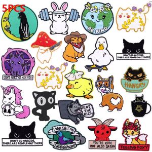 5PCS/Lots Cartoon Animals Embroidered Patches For Clothes DIY Iron On Patches For Clothing Sheep/Bird/Cat Patch On Clothes Badge