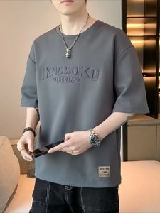 Mens Short sleeved T-shirt Trendy Brand Loose Large Half Sleeve Steel Printed Top