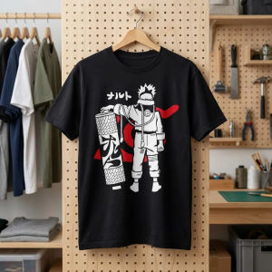 2026 New Cotton Summer Tshirt Naruto Silhouette Holding Scroll T-shirt | Anime Ninja Graphic Tee Relaxing and Comfortable