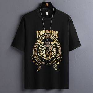 plus Size Mens T-Shirt Summer Fashion Sport Short Sleeve Oversized Fit Cotton Polyester Blend round Neck Printed Casual Top