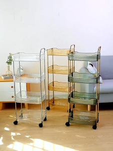 Rak Kosmetik Rak Penyimpanan Makeup Kotak Penyimpanan Skincare Alat Tulis Multifungsi 3 Susun Rak Penyimpanan Persegi Rak susun serbaguna/Rak dorong Rak Salon/Square Rak Dapur/Rak 3 Tingkat Dengan Roda/Rak Troli Susun