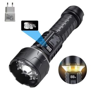 Đèn Pin LED Công Suất Cao TYPE-C Có Thể Sạc Lại COB Với Màn Hình Hiển Thị Năng Lượng Đèn Pin Chống Nước Dành Cho Cắm Trại Ngoài Trời Đi Bộ Đường Dài - Đèn 5W