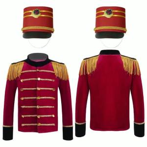 Kids Nutcrackers Costume Halloween Cosplay Drum Trumpet Team Royal Honor Guard Performance Uniform Long Sleeve Tassel Jacket Top