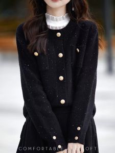 Koja Womens Knitted Woolen Sweater Cardigan round Neck Red New Year Style Spring Autumn New Arrival Korean Loose Fit Long Sleeve