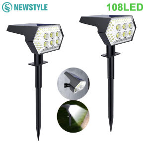 Solar Garden Lights 108 LED Solar Spot Lights Outdoor Floodlight Waterproof Solar Landscape Spotlight Wall Lamp Yard Porch Path