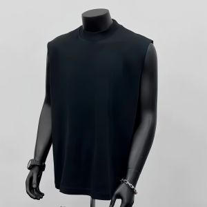 Áo Thun Cotton Nguyên Chất Không Tay Màu Trơn Mùa Hè Cho Nam Áo Khoác Ngoài Thể Thao Màu Trắng Áo Lót Cơ Bản Cổ Tròn