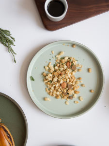 Japanese Style Matte Ceramic Plate Coarse Porcelain Retro Green Dinnerware Western Cuisine Serving Tray Handmade Crafted