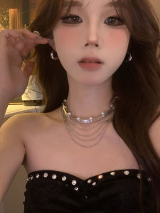 Spicy Girl Outfit! Trendy Multi-Layered Metal Pearl Necklace Set Sweet Cool High-Quality Choker for Fashionable Women