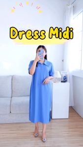 PROMO DRESS KNIT RAJUT KERAH TRENDY KNIT SLIT SMAPING/DRESS MIDI/ DRESS KERAH/LONG TUNIK DRESS MURAH