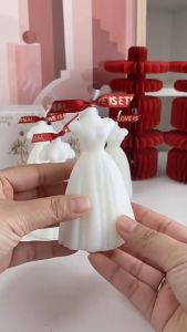 Nến thơm tạo hình váy cô dâu đám cưới Chillme handmade decor làm quà tặng kết hôn sinh nhật dễ thương
