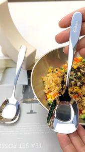 INOX 304 - Combo 5 Chiếc Thìa Vuông Đáy Bằng Độc Đáo 3 Kích Cỡ