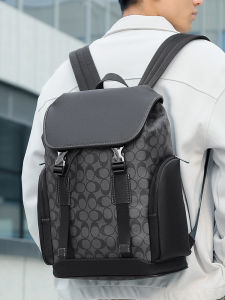 New Print Mens Backpack Casual Commuter Travel Business Laptop Bag Comfortable Shoulder Straps Large Capacity PVC Material