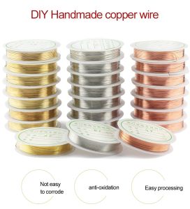 1 Roll Sturdy Gold Alloy Copper Wire Dia 0.2 0.3 0.4 0.5 0.6 0.7 0.8 1 mm Thread Metal String Wire untuk pembuatan barang kemas manik DIY