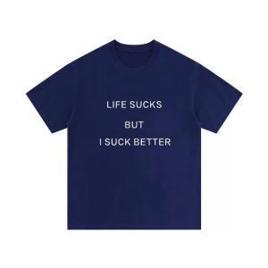 Sanrio | Life Sucks But I Suck Better T Shirt Funny Offensive Meme Sarcastic Ironic Oddly Specific Vintage Washed Casual Breathable