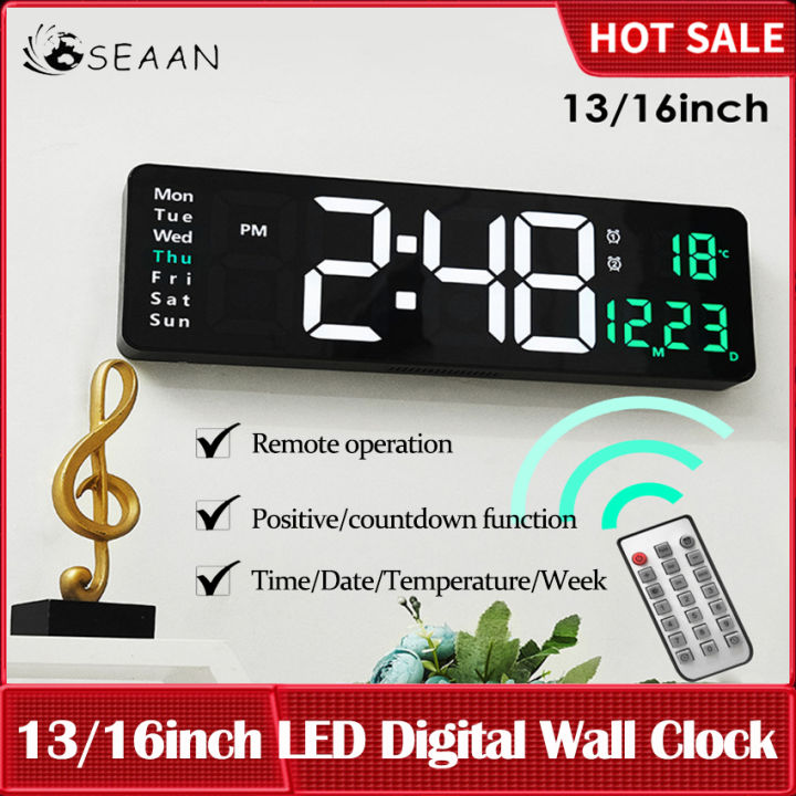 ⚡ ️ Domestic Shipping ⚡16 Inch Digital Wall Clock Large Alarm Clock Remote Control,Led Numbers Clock,Wall Hanging,16 Inch Large Alarm Clock Remote Control,Date,Week,Temperature,Dual Alarm Clock,Led Digital Clock Ready To Ship