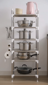 Nipiin 5 Layer Kitchen Storage Rack Microwave Rack Multi-Purpose Stainless Steel Rack Kitchen Storage Shelf