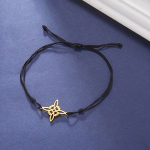 Vòng Tay Bùa Hộ Mệnh Kiểu Thắt Nút Phù Thủy Dành Cho Nữ Làm Bằng Thép Không Gỉ Dây Sáp Đỏ/đen Trang Sức Phù Thủy Wicca Bùa Hộ Mệnh Cổ Điển Quà Tặng Thời Trang