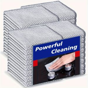 8 Cleaning Cloths - Ultra Durable Mesh Fiber Set Easy to Clean Dry and Wet Perfect for Plates Metal Surfaces Etc