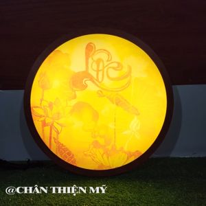 Đèn Hào Quang Trúc Chỉ In Hoa Sen Chữ Phúc Trang Trí Bàn Thờ Treo Tượng Phật TC-HQ-153