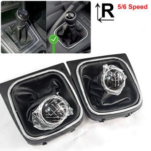 5/6 Speed Gear Shift Knob with Leather Boot Collar Case for Volkswagen VW Golf 5 V 6 VI MK5 MK6 Jetta 2005-2014 Car Stying