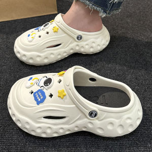 Mens Summer Outdoor Wear Thick Bottom Anti-Slip Odor Resistant Beach Slippers Breathable Hollow out Casual Slip-On Sandals