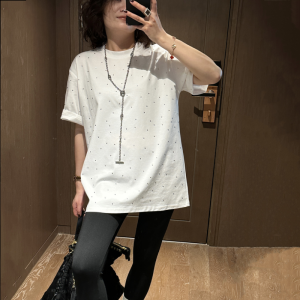 Áo Thun Cổ Tròn Thời Trang Hàn Quốc Cỡ Lớn Mùa Hè 2025 Áo Thun Cotton Polyester Lót Lụa Co Giãn Thường Ngày Đa Năng Giảm Béo