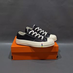 SEPATU CNVRS 70S LOW PELANGI HITAM PUTIH SOL GLOSSY 37-43 SNEAKERS RAINBOW BLACK