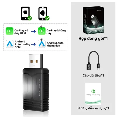 2026 HEYINCAR Bộ Chuyển Đổi Không Dây Android Auto Carplay 2in1 Smart Dongle Cho Toyota Kia Hyundai VW Mazda Volvo Benz Audi - Kết Nối Không Dây