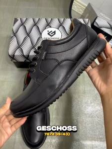 Geschoss Sepatu Formal Pria Kulit Sintetis Hitam Gaya Bisnis Kulit Premium Size 39-43