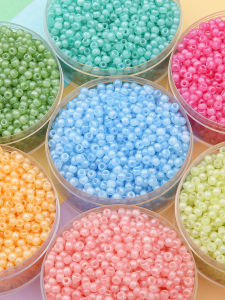 Imitation Jade Glass Rice Beads Bracelet DIY Handmade Weaving Accessories Creamy Milk Color Glass Loose Beads Fashion Jewelry